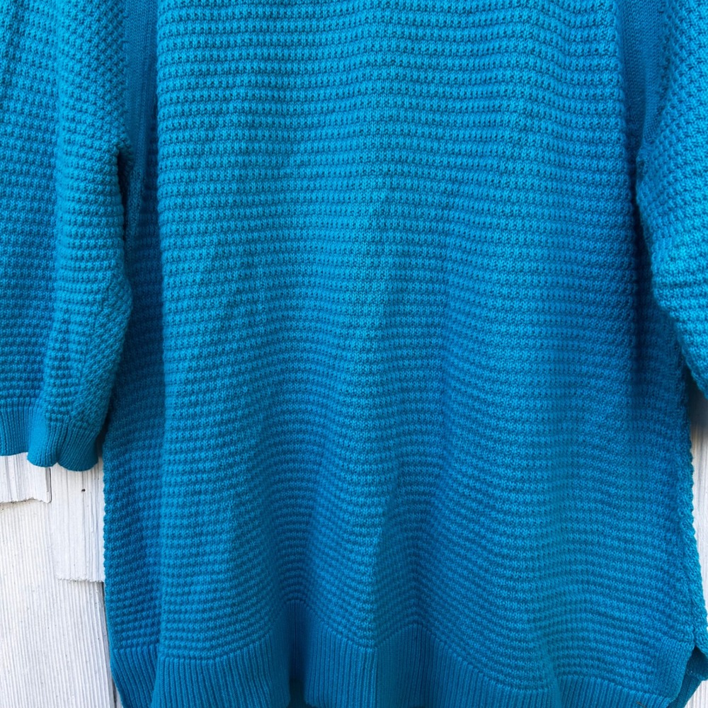 Lane Bryant Teal Blue Textured Knit Tunic Sweater Plus Size 22/24 Raglan Sleeve - Picture 3 of 7